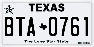 TX license plate BTA0761