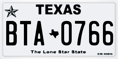 TX license plate BTA0766