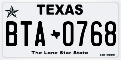 TX license plate BTA0768