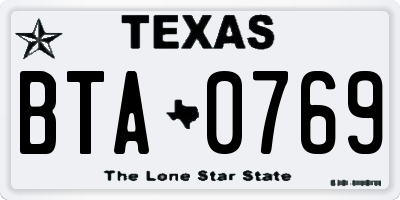 TX license plate BTA0769