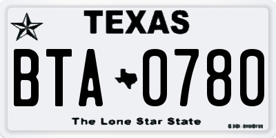 TX license plate BTA0780