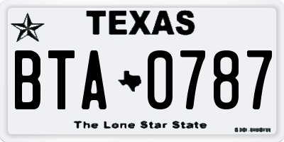 TX license plate BTA0787