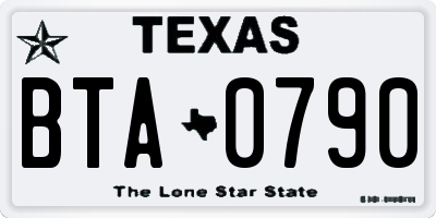 TX license plate BTA0790