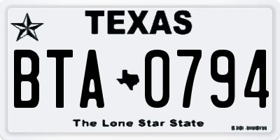 TX license plate BTA0794