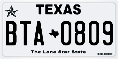 TX license plate BTA0809
