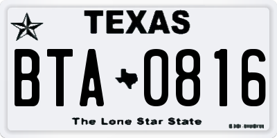 TX license plate BTA0816