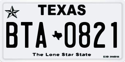 TX license plate BTA0821