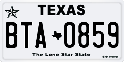 TX license plate BTA0859