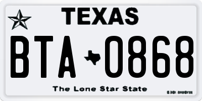 TX license plate BTA0868