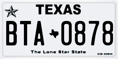 TX license plate BTA0878