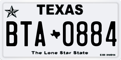 TX license plate BTA0884