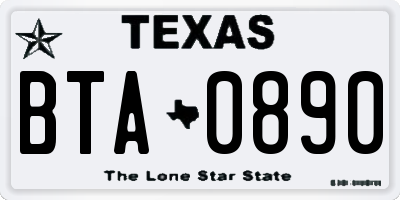 TX license plate BTA0890