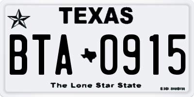 TX license plate BTA0915