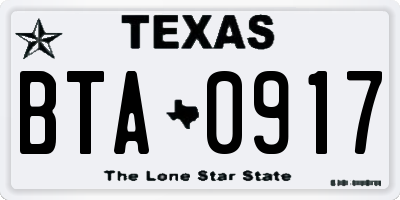 TX license plate BTA0917