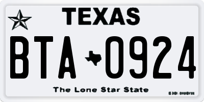 TX license plate BTA0924