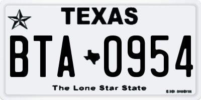TX license plate BTA0954