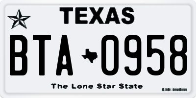 TX license plate BTA0958