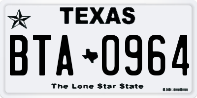 TX license plate BTA0964