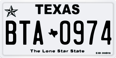 TX license plate BTA0974