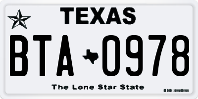 TX license plate BTA0978