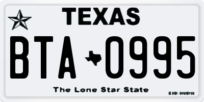TX license plate BTA0995