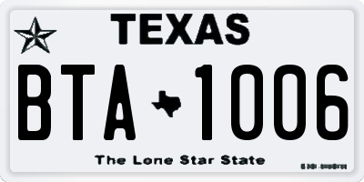 TX license plate BTA1006
