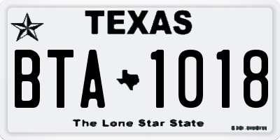 TX license plate BTA1018