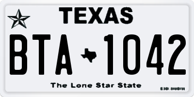 TX license plate BTA1042