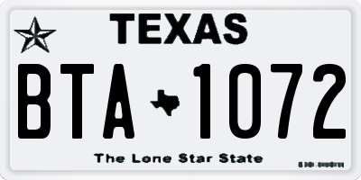 TX license plate BTA1072