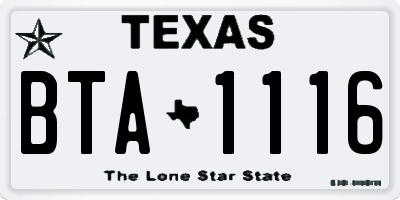 TX license plate BTA1116