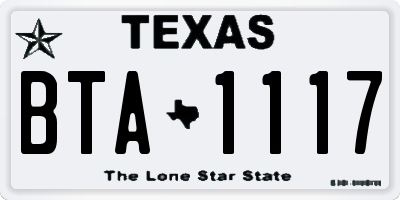 TX license plate BTA1117