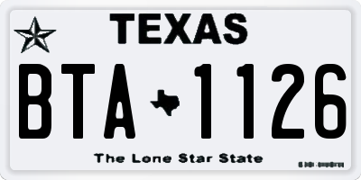 TX license plate BTA1126