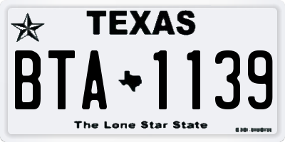 TX license plate BTA1139