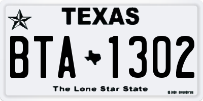 TX license plate BTA1302