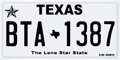 TX license plate BTA1387