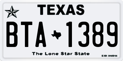 TX license plate BTA1389