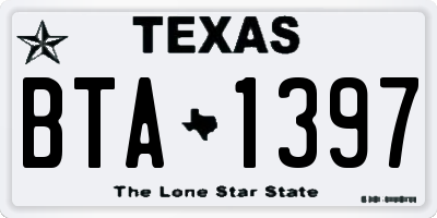 TX license plate BTA1397