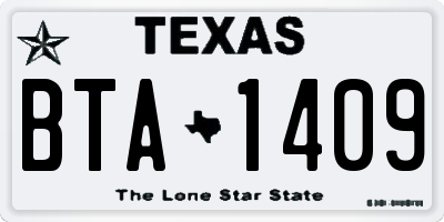 TX license plate BTA1409