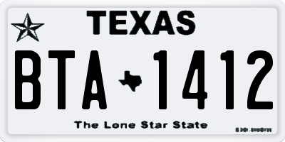 TX license plate BTA1412