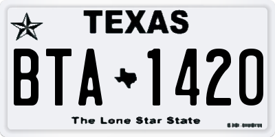 TX license plate BTA1420