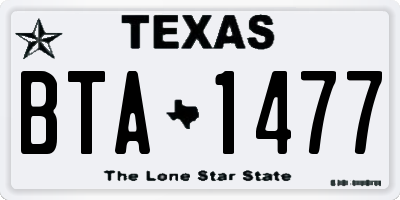 TX license plate BTA1477