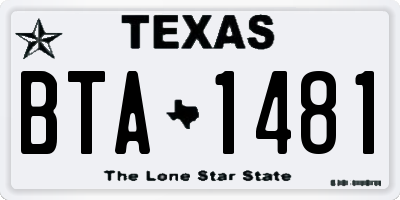 TX license plate BTA1481