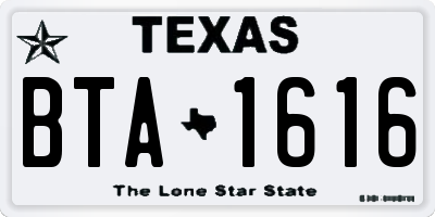 TX license plate BTA1616