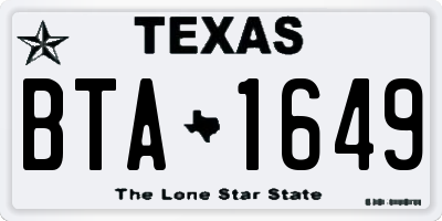TX license plate BTA1649