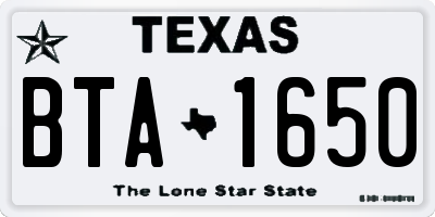 TX license plate BTA1650