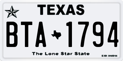 TX license plate BTA1794