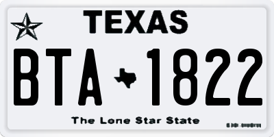 TX license plate BTA1822