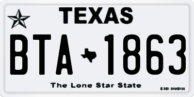 TX license plate BTA1863