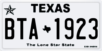 TX license plate BTA1923