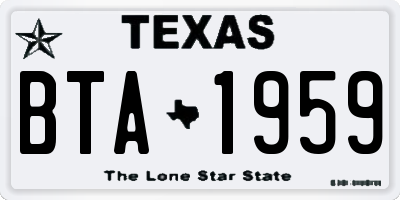 TX license plate BTA1959